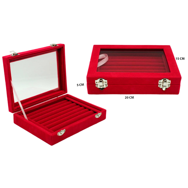 Alhajero de terciopelo para anillos con ventana