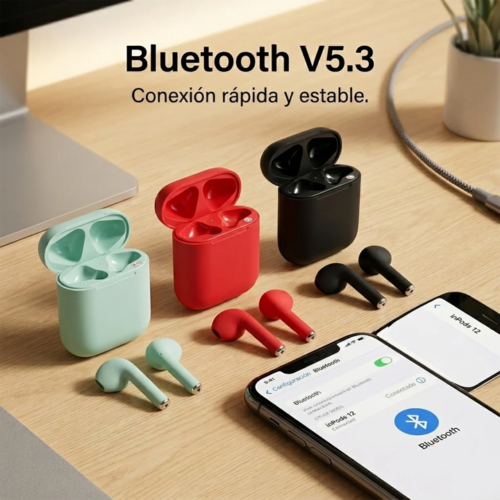 Audífonos Bluetooth inPods 12 i12 TWS Moreka