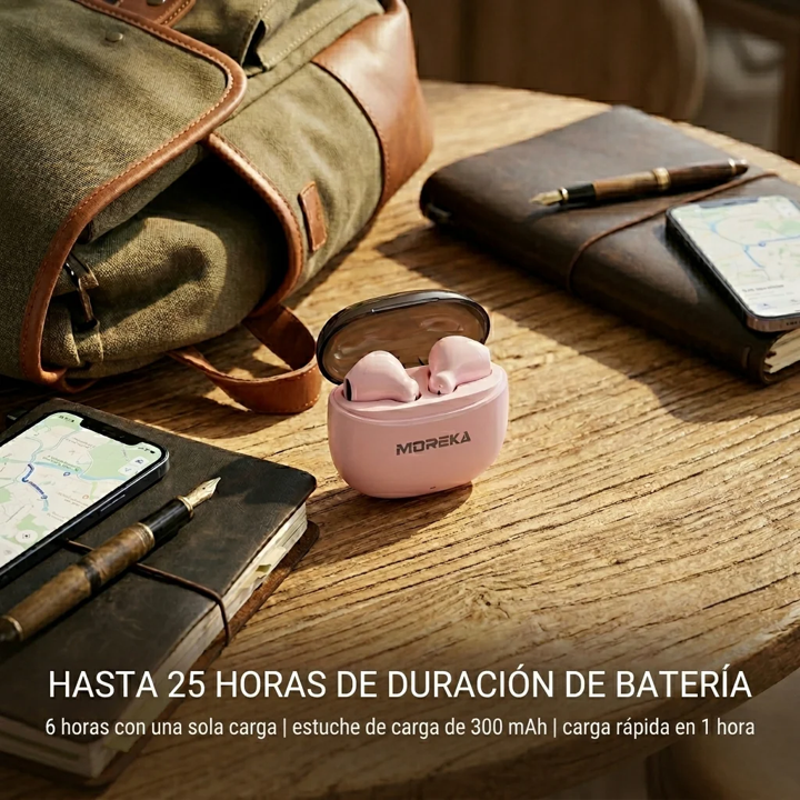 Audífonos Inalámbricos MOREKA E605 25 horas de autonomía Hi-Fi — Bluetooth 5.3 TWS