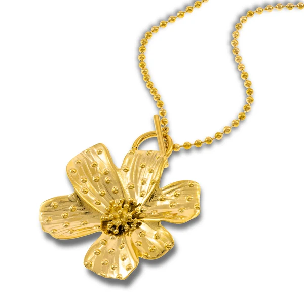 Collar con cadena de balin y flor con textura de bolita 70c