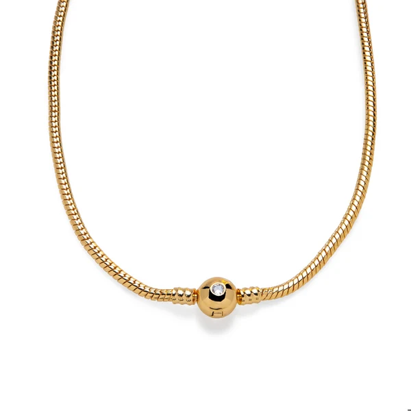 Collar cola de raton con broche de bola y cristal 45cm