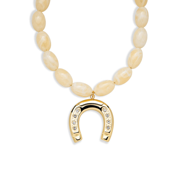 Collar dije de herradura con cristal cuentas ovaladas 21-26c