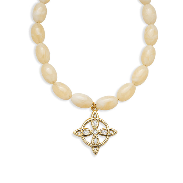 Collar dije nudo de bruja cristal marquisse con cuentas ovaladas
