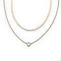 Collar doble cadena con dije de corazon y cristal 45-65cm