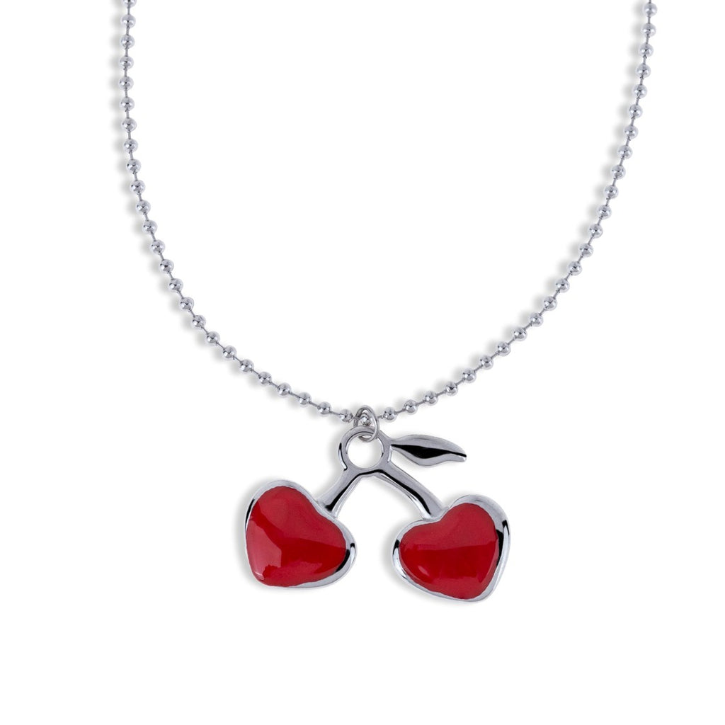 Collar cerezas de corazon esmaltadas 50-55cm