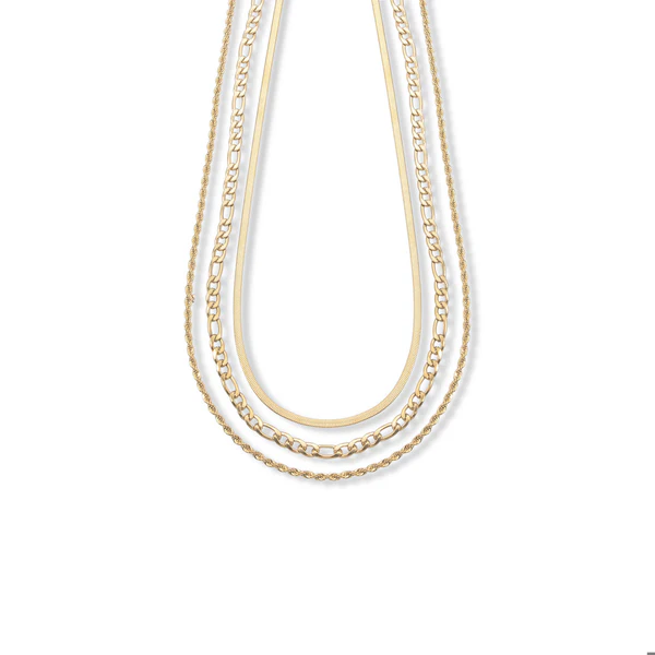 Collar triple cadena torzal eslabon 3x1 panza de vibora 45-50cm