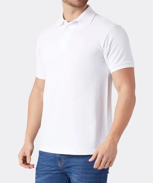 Playera Polo Piqué de Caballero Blanca 100% Algodón | Optima
