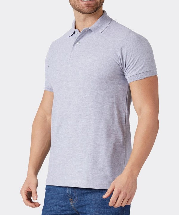 Playera Polo Manga Corta de Caballero Gris Heather | Optima