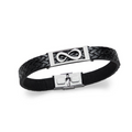 Pulsera de vinipiel con textura trenzada y placa de infinito 21cm
