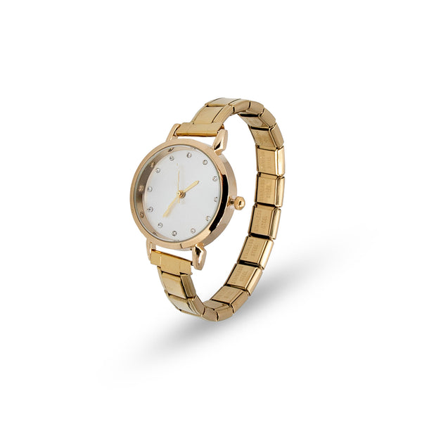 Reloj ajustable eslabon italiano caratula redonda 30mm