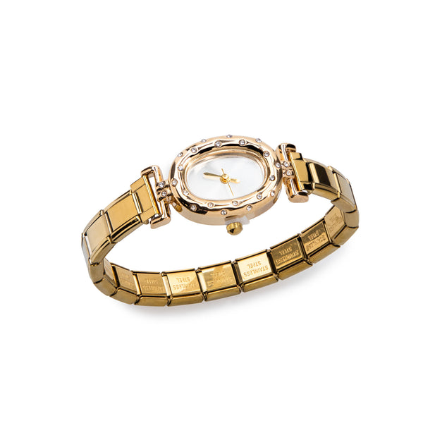 Reloj ajustable italiano caratula ovalada con cristales 19mm