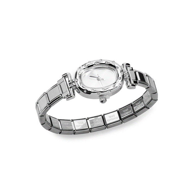 Reloj ajustable italiano caratula ovalada con cristales 19mm
