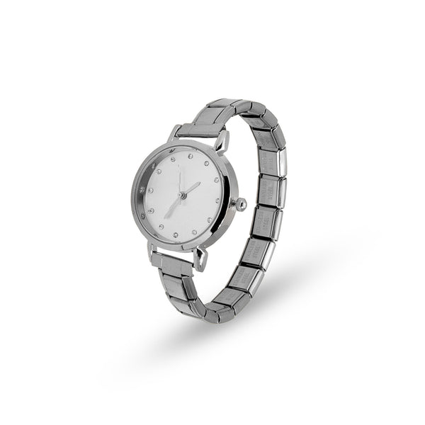 Reloj ajustable eslabon italiano caratula redonda 30mm