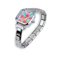 Reloj ajustable eslabon italiano cuadrado del Sagrado Corazon