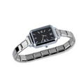 Reloj ajustable eslabon italiano y caratula rectangular negro 21mm