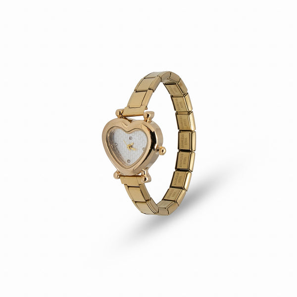Reloj ajustable eslabon italiano caratula de corazon 24mm