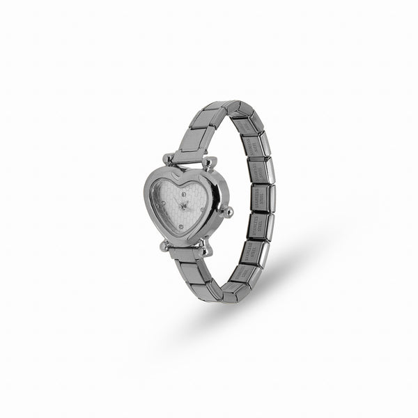 Reloj ajustable eslabon italiano caratula de corazon 24mm
